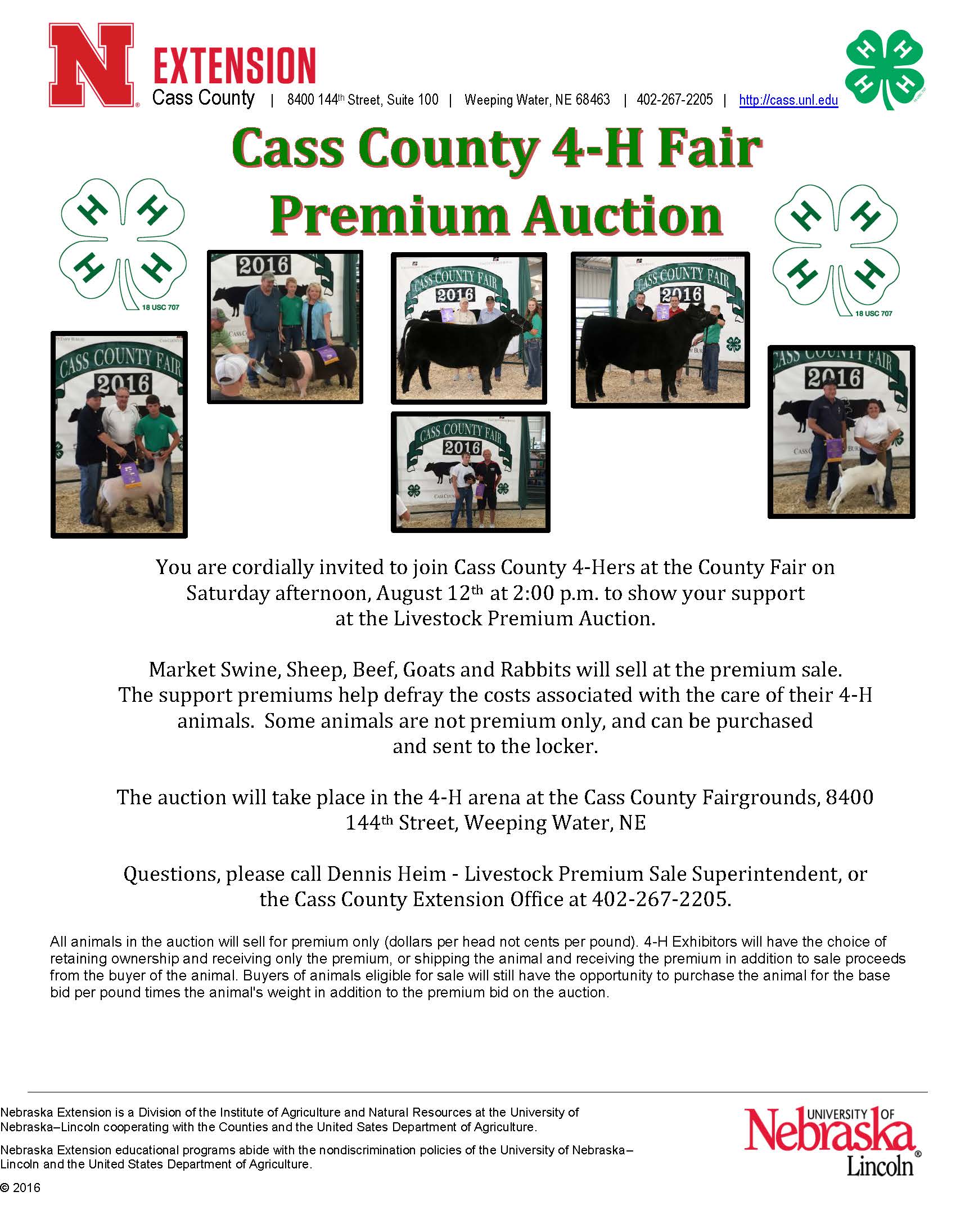 Livestock Auction flyer for 20171470