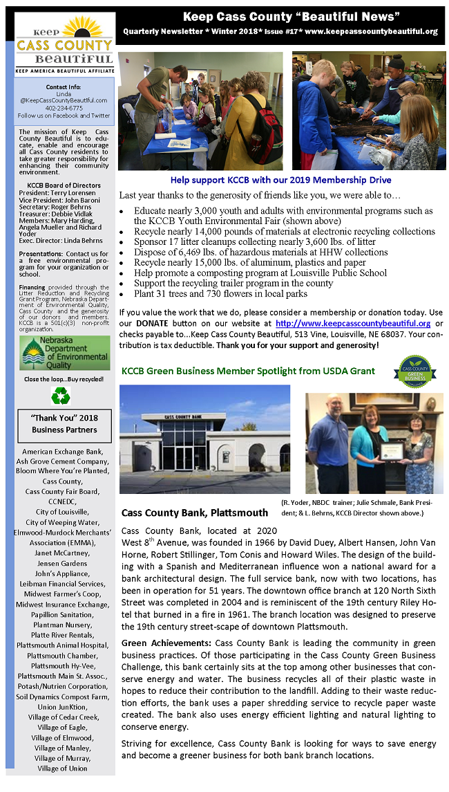 2018 Winter Newsletter Page 1