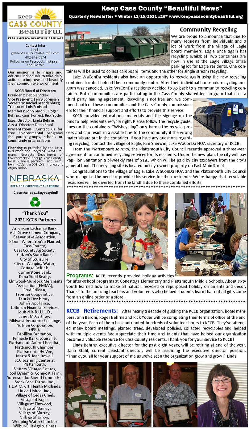 Kccb Newsletter pg. 1