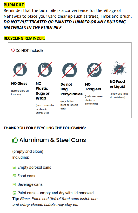 Burn pile recycling reminder 1