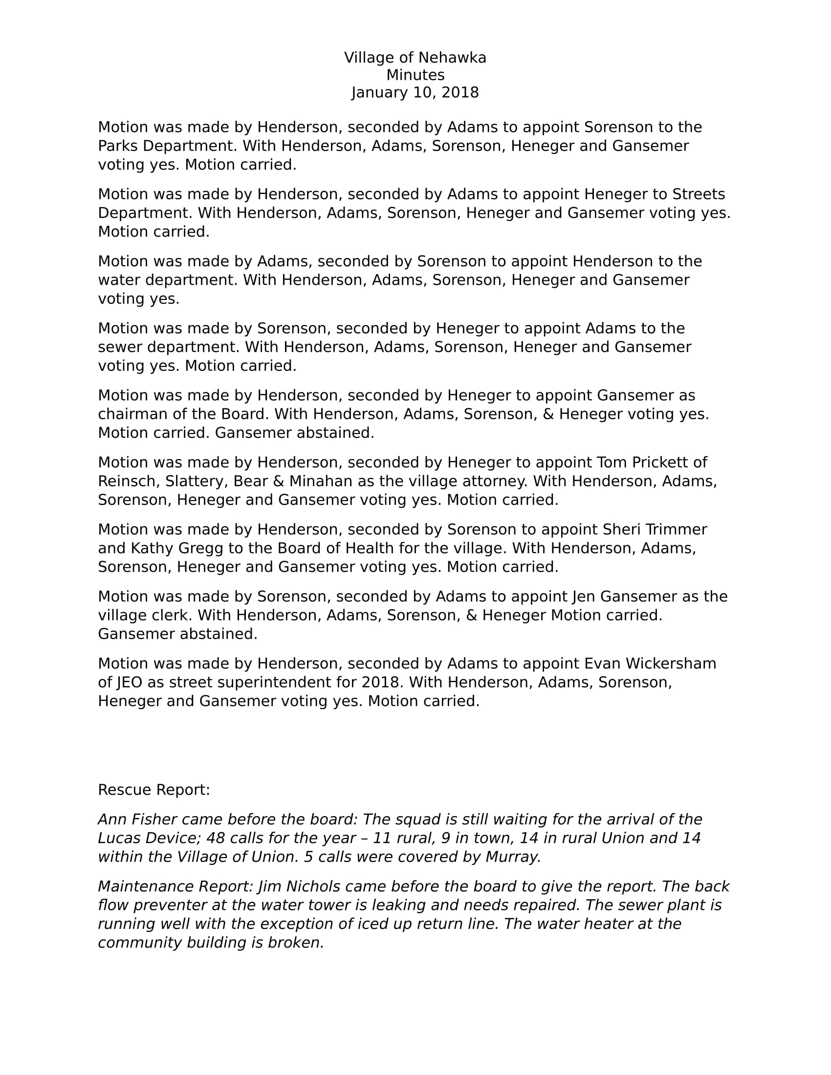 VillageMinutesJanuary 20183625 2