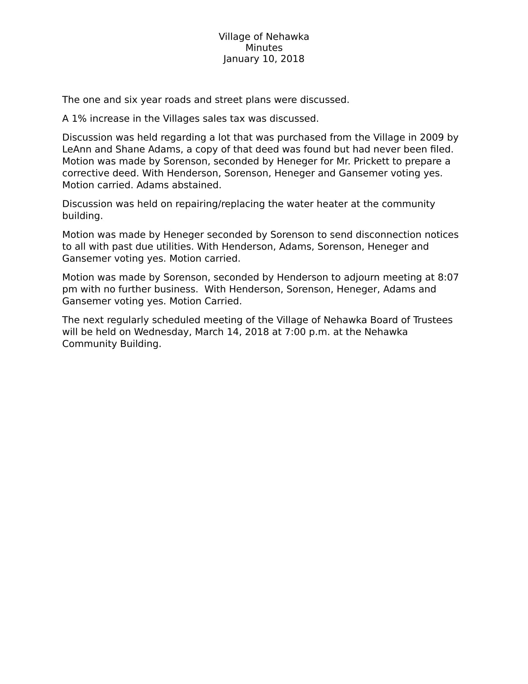 VillageMinutesJanuary 20183625 3